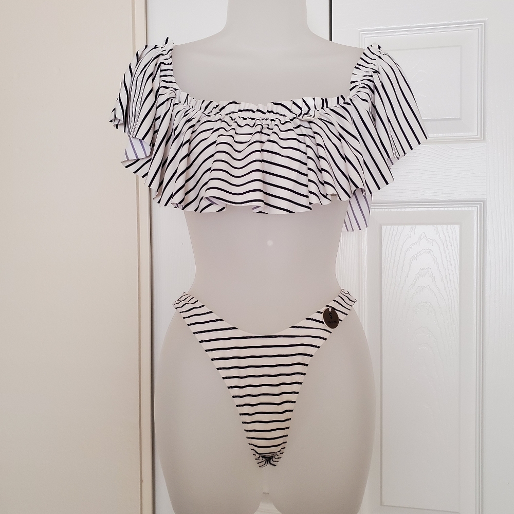 swimwear bikini white navy strip
